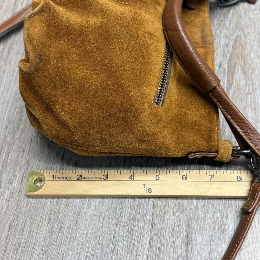 Rusty Brown Suede Crossbody Shoulder Bag Boutique Brand Miatras - Picture 14 of 16